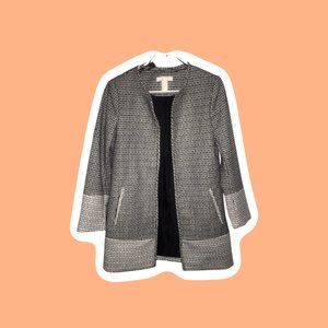 H&M LONG OPEN FRONT TWEED CLASSIC COAT SPRING JACKET - M WOMENS